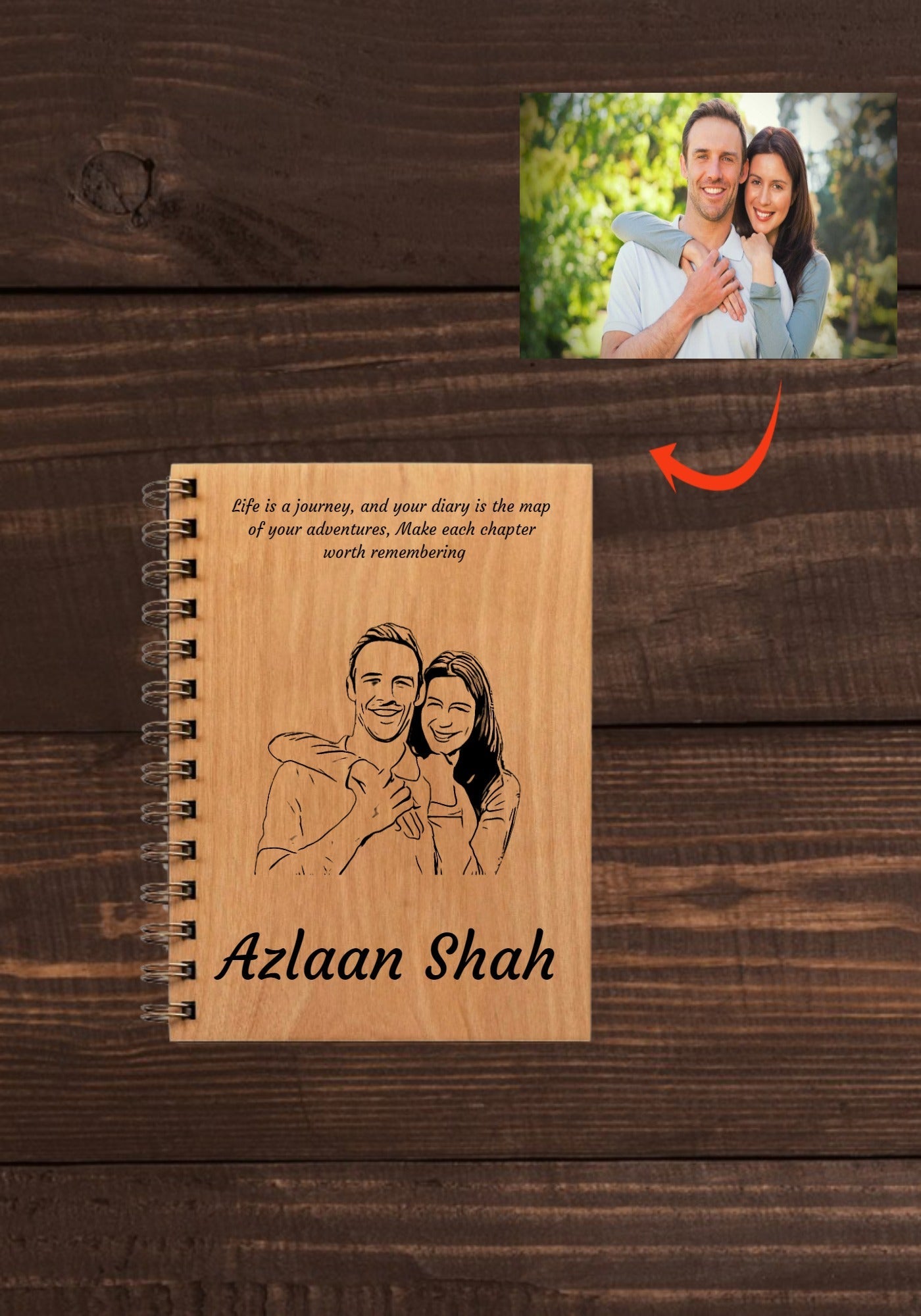 Customized Engraved Wooden Diary