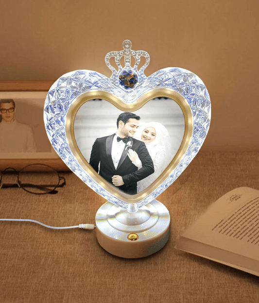 Crystal Heart Shape Photo Lamp with LED Touch Sensor