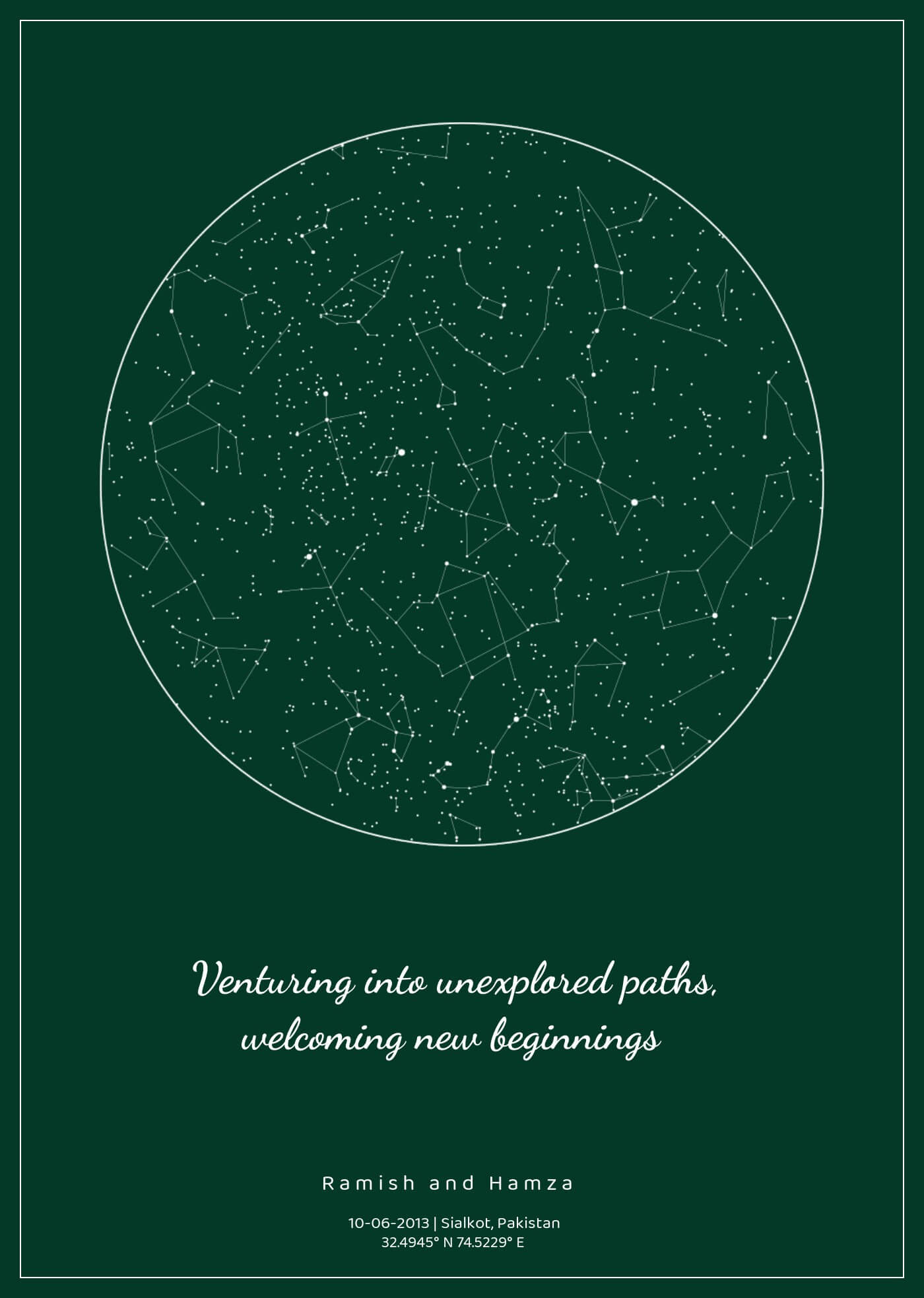 Night Blue Star Map Poster (Customizable)