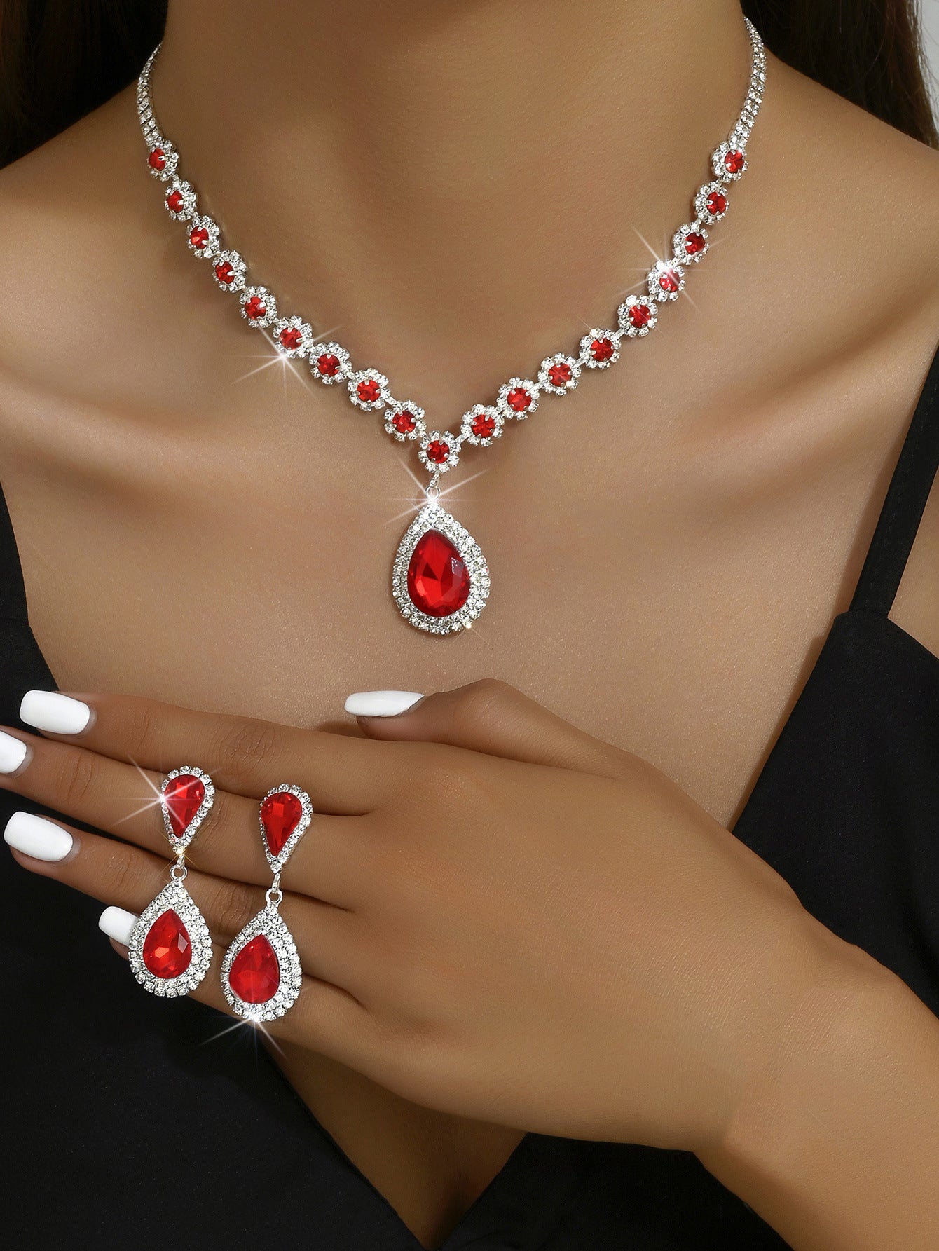 UNI-11386 - Red Luxury Diamonds - Jewelry Set
