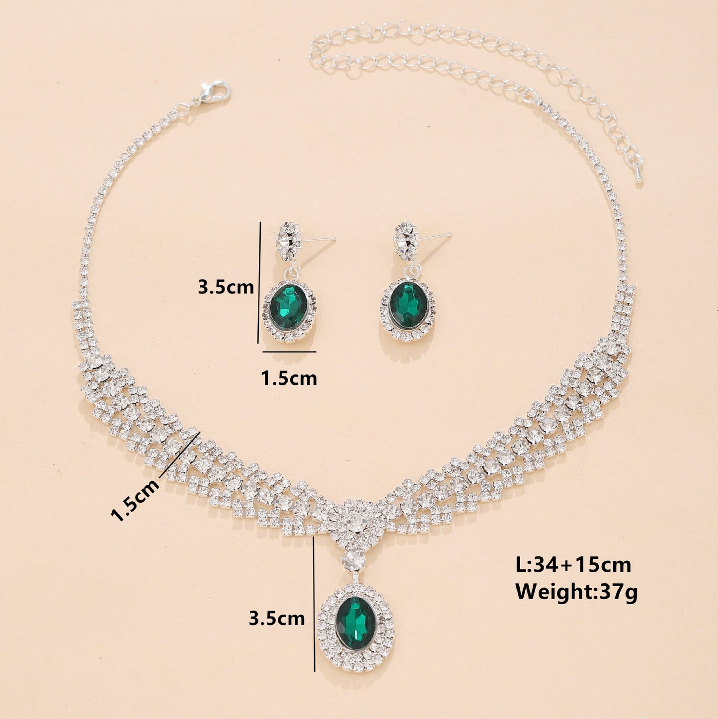 UNI-11943 - Premium Blue & White Diamonds Silver - Jewelry Set