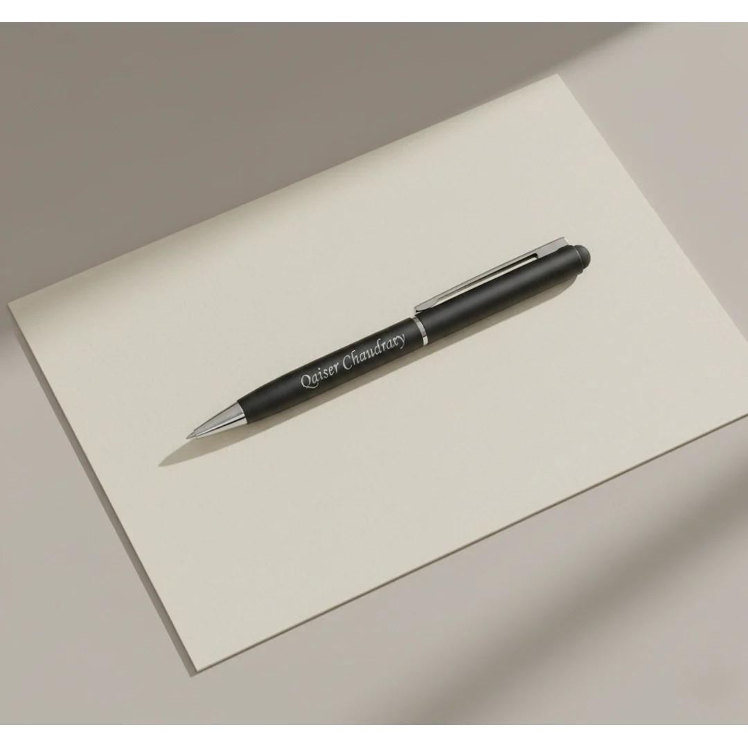 Personalized Noir Matte Black Stylus Pen – Custom Engraved 2-in-1 Executive Series – Customized Pen