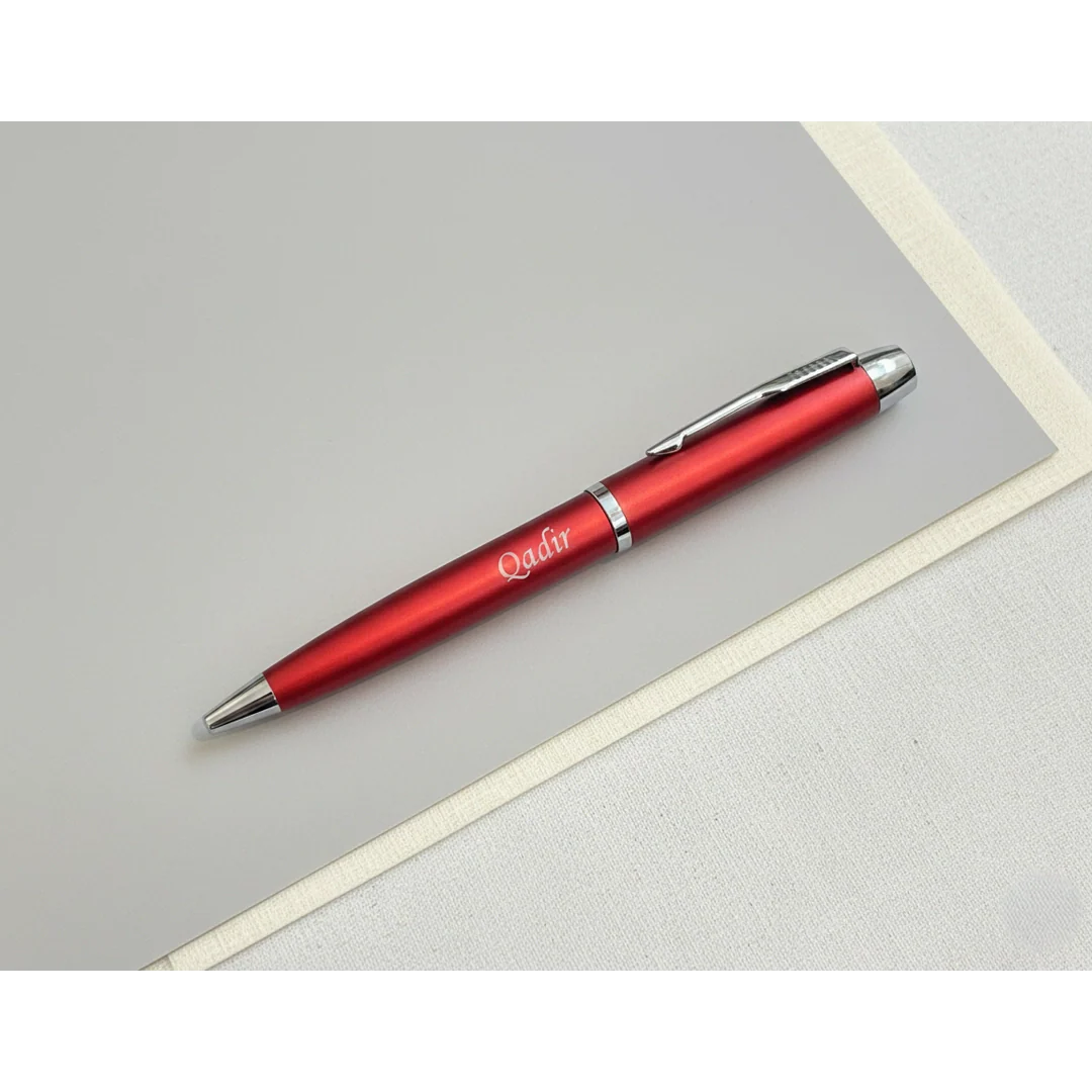 Premium Metallic Scarlet Red & Silver Personalized Pen – Custom Laser Engraved – Customized Pen