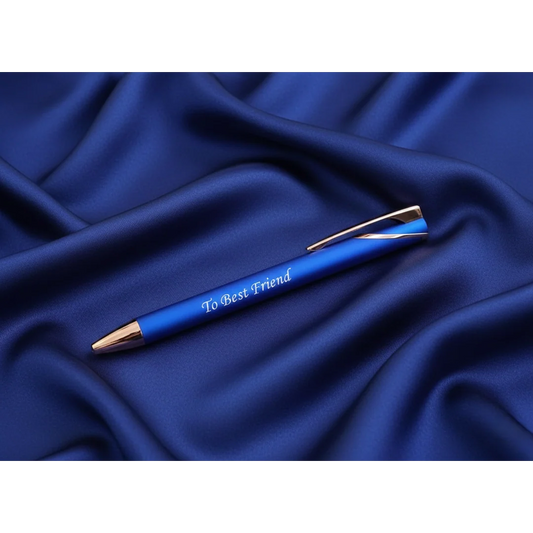 Luxury Sapphire Blue & Rose Gold Personalized Pen – Custom Laser Engraved Premium Gift – Customized Pen