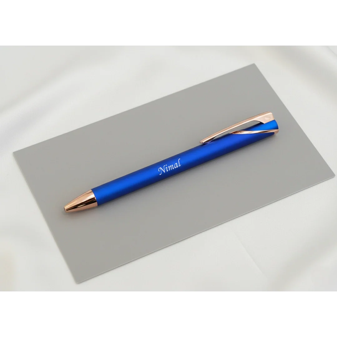 Luxury Sapphire Blue & Rose Gold Personalized Pen – Custom Laser Engraved Premium Gift – Customized Pen