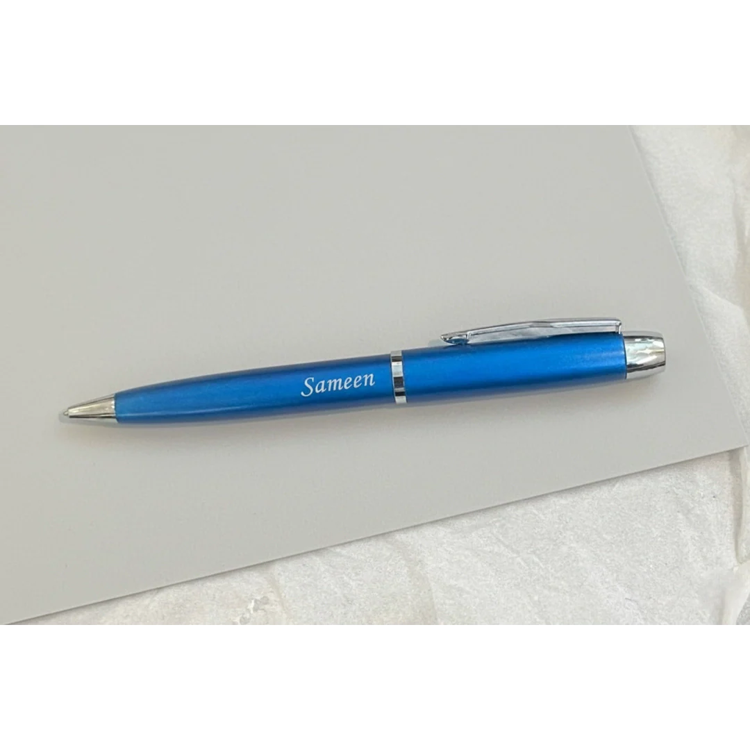 Royal Cobalt Blue & Silver Personalized Pen – Customized Laser Engraved Gift for Loved Ones