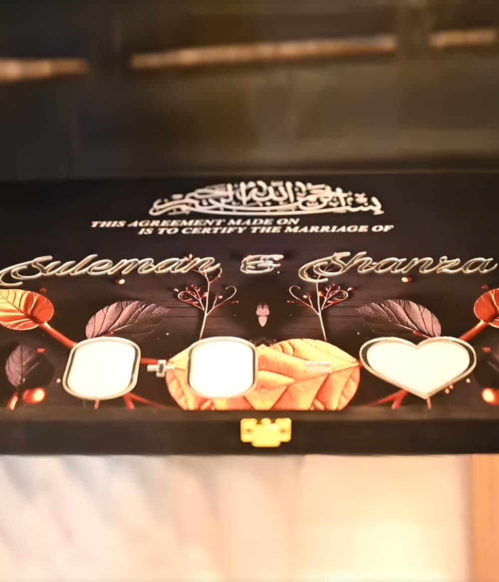Premium Foldable Velvet Nikkah Booklet with Velvet Box - Large A3 Size