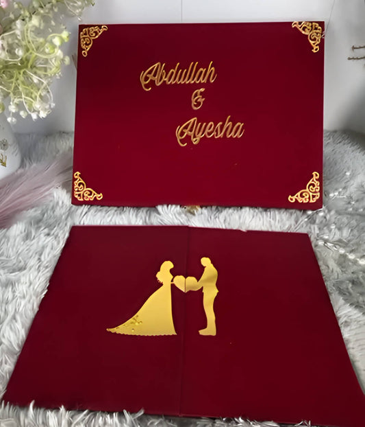 Three Fold Acrylic Nikah Booklet with Premium Velvet Box - Large A3 Size