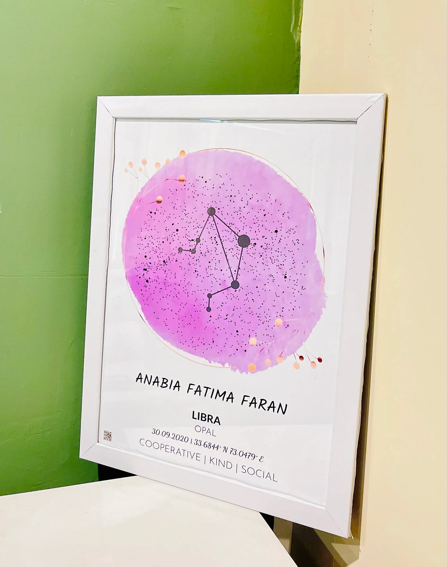 Zodiac Star Map Frame (Customizable)