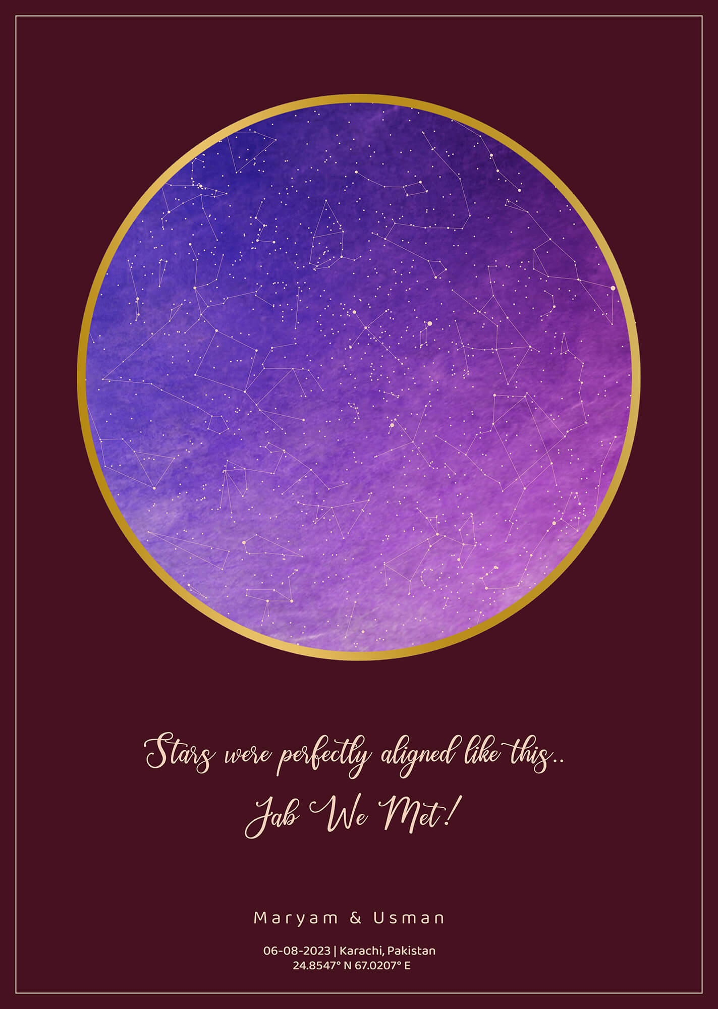 Lilac Star Map Poster (Customizable)