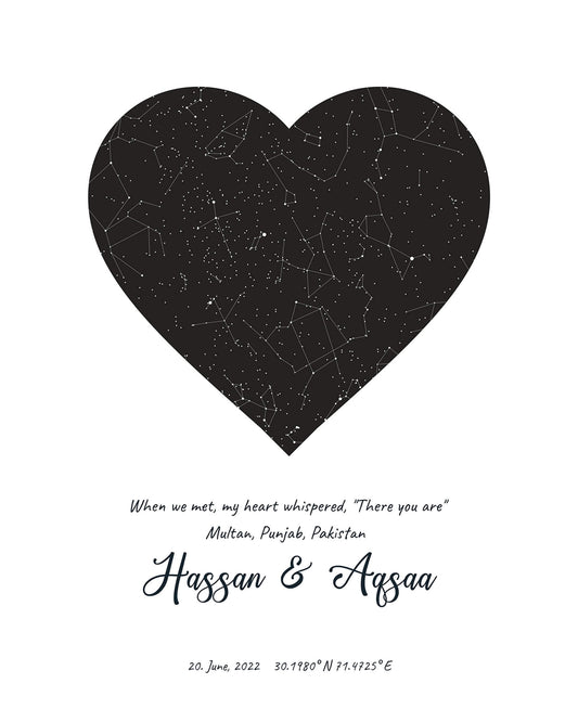Heart Shaped Star Map Poster (Customizable)