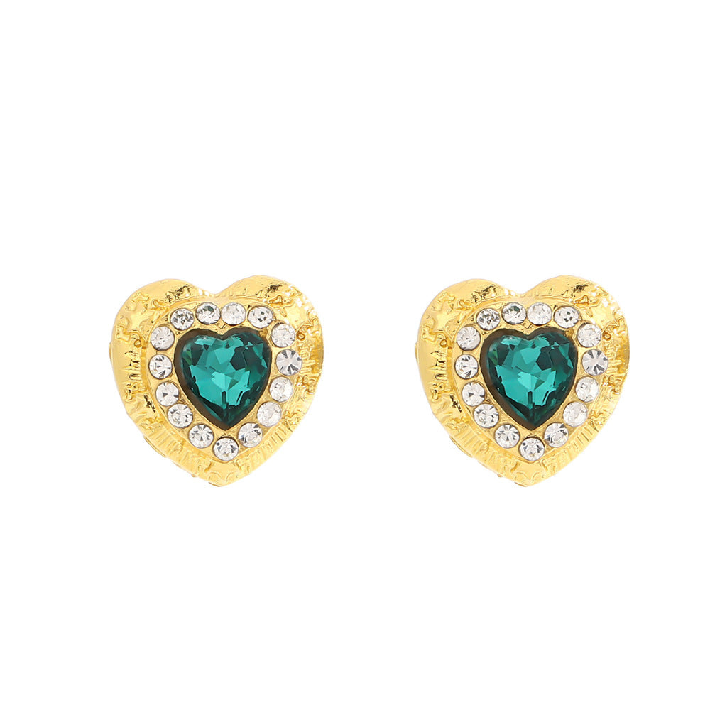 UNI-10543 - Green Crystal Diamond Gold  - Jewelry Set