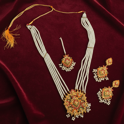 PJ-178 -  White Pearls & Luxury Mala - Jewelry Set Style 1