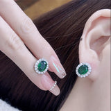 UNI-11036-3 - Green Diamond Silver - Earring
