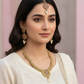 PJ-125 - Premium Gold Flowers Pink Diamonds  Jewelry Set