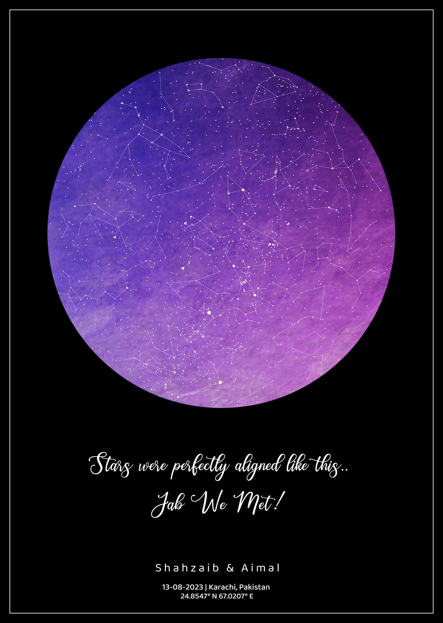 Lilac Star Map Poster (Customizable)