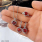 UNI-11039 - Heart Maroon Dimond - Jewelry Set