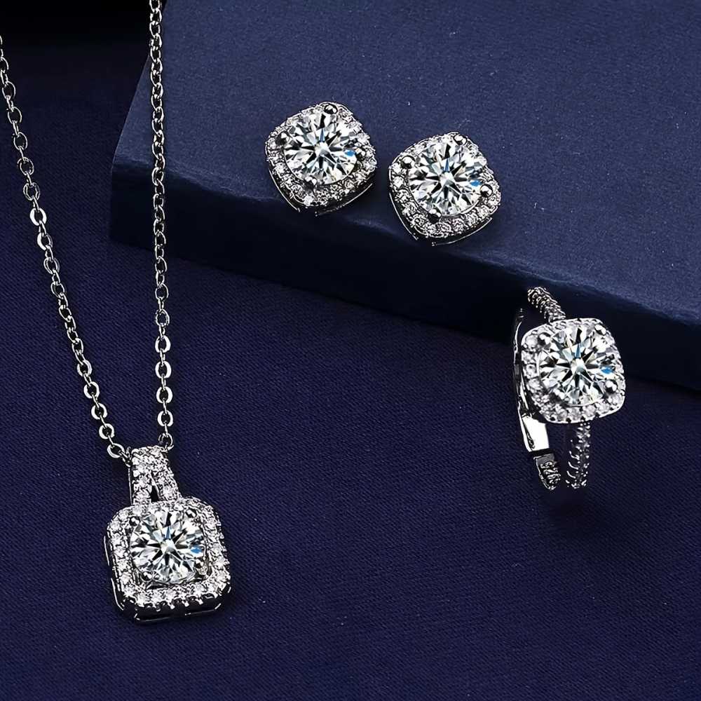 UNI-11019 - Diamonds Square Silver - Jewelry Set