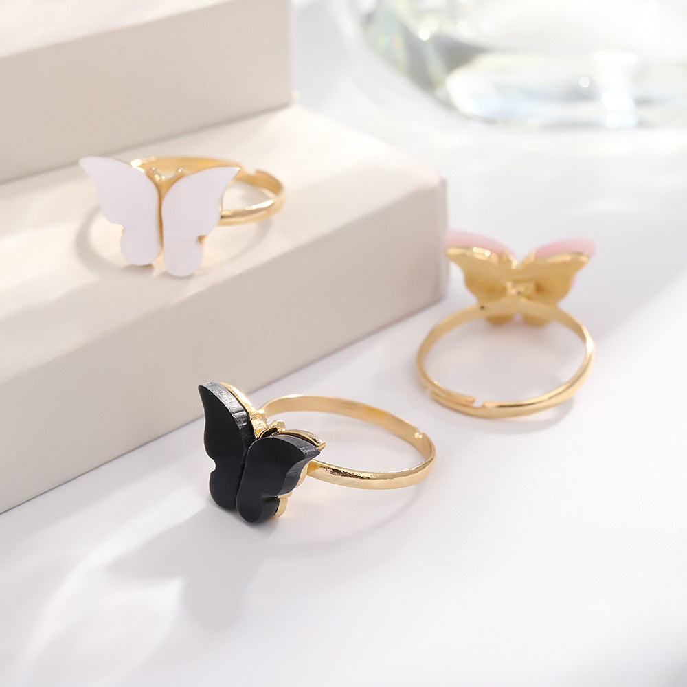UNI-10554 - Pink Butterfly Pearl Gold  - Jewelry Set
