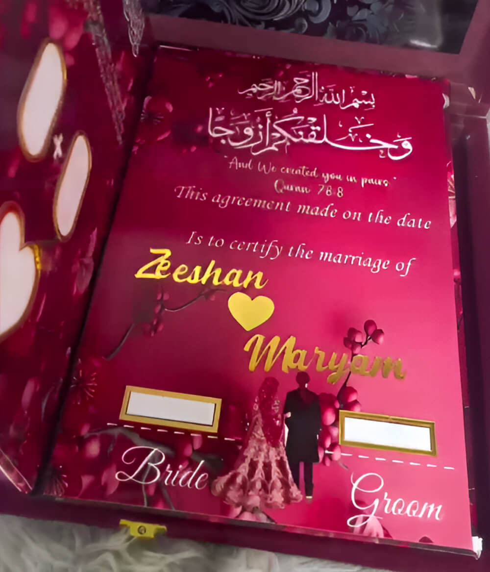 Custom Acrylic Wedding Book – Nikkah Book Pen and Box
