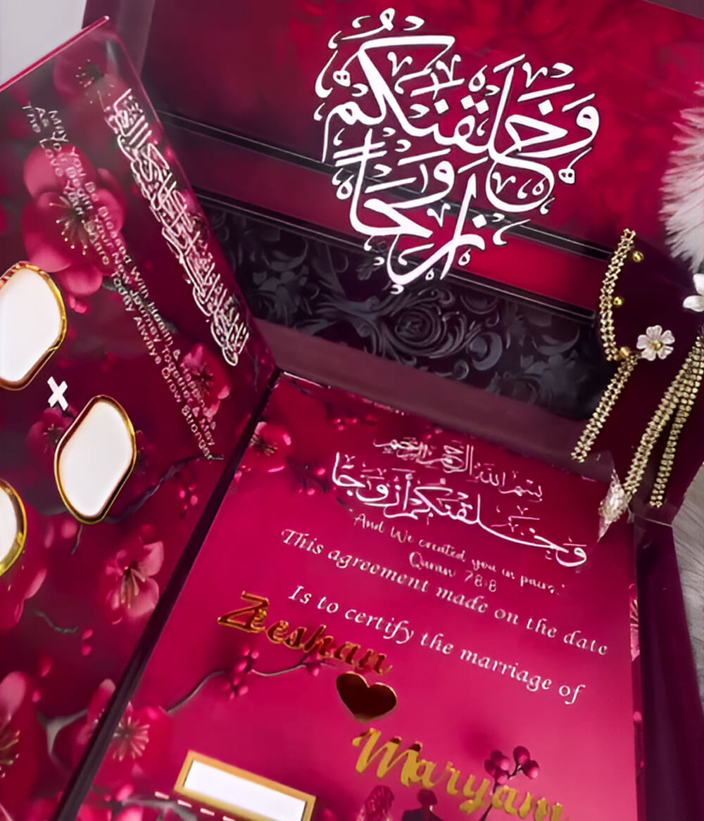 Custom Acrylic Wedding Book – Nikkah Book Pen and Box