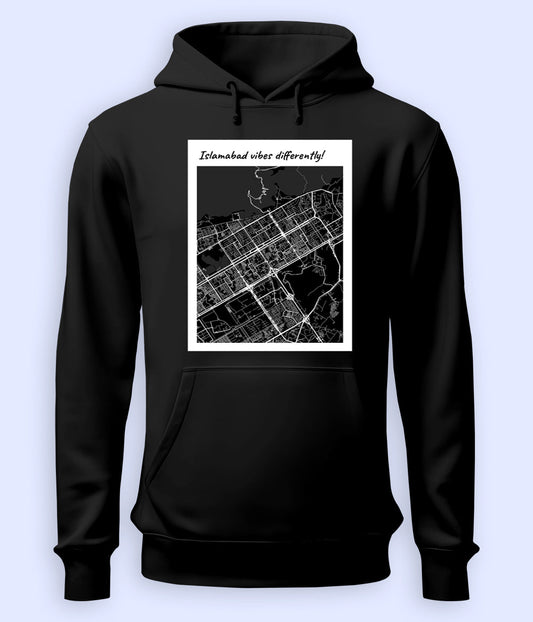 Islamabad City Map of Pakistan Pullover Unisex Hoodie (Customizable)