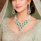 UNI-11925 - Fancy Green Diamonds Silver  - Jewelry Set