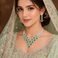 UNI-11925 - Fancy Green Diamonds Silver  - Jewelry Set