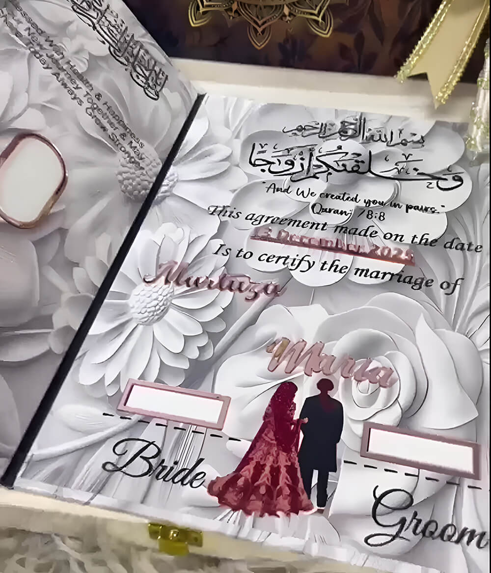 Custom Acrylic Wedding Book – Nikkah Book Pen and Box