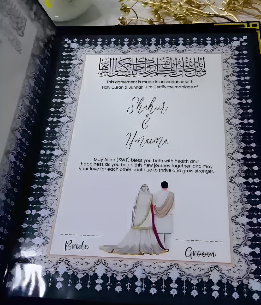 Customized  Nikah Velvet Book Kit with Nikkah Pen and Velvet Box