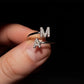 Double Initial Diamond Open Ring