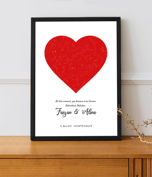Heart Shaped Star Map Poster (Customizable)