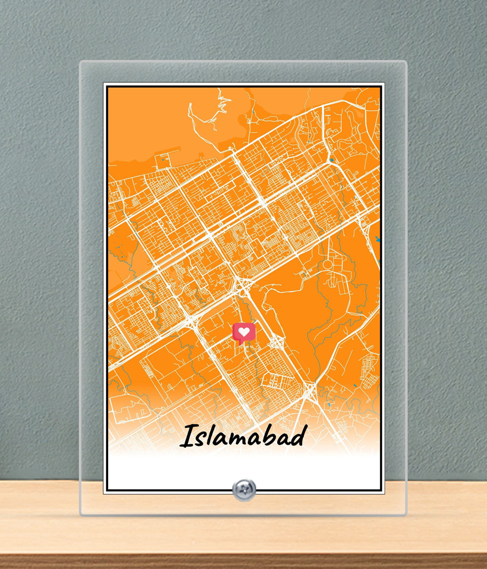 Karachi Lahore Islamabad Map Plaque (Customizable)
