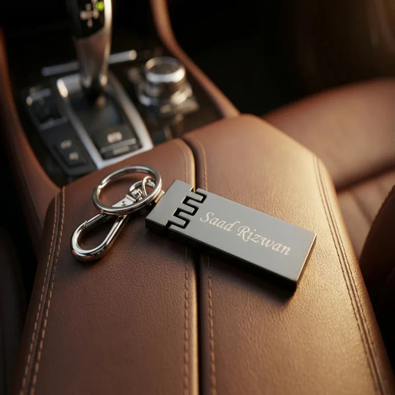 Luxury Gunmetal Hinged Personalized Keychain – Custom Engraved Karabiner Key Ring – Customized Keychain