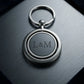 Luxury Brushed Silver Spinner Keychain – Custom Engraved Metal Key Ring – Customized Keychain