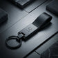 Luxury Matte Black & Leather Personalized Keychain – Custom Engraved Executive Key Ring – Customized Keychain