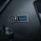 Luxury Gunmetal & Chrome Personalized Keychain – Custom Engraved Geometric Key Ring – Customized Keychain