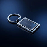 Luxury Gunmetal & Chrome Personalized Keychain – Custom Engraved Geometric Key Ring – Customized Keychain