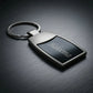 Luxury Satin Silver & Onyx Personalized Keychain – Custom Engraved Curved Metal Key Ring – Customized Keychain