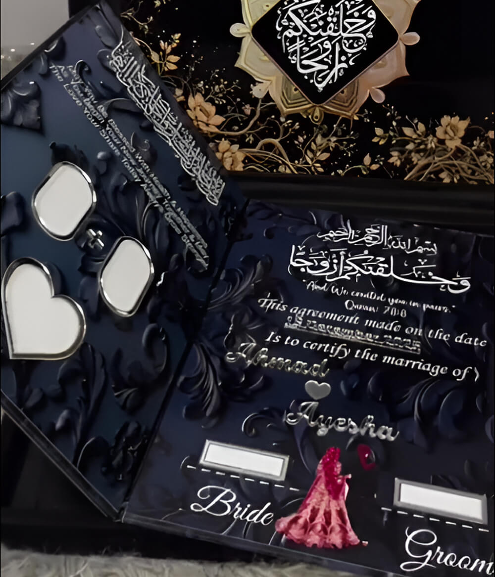 Custom Acrylic Wedding Book – Nikkah Book Pen and Box