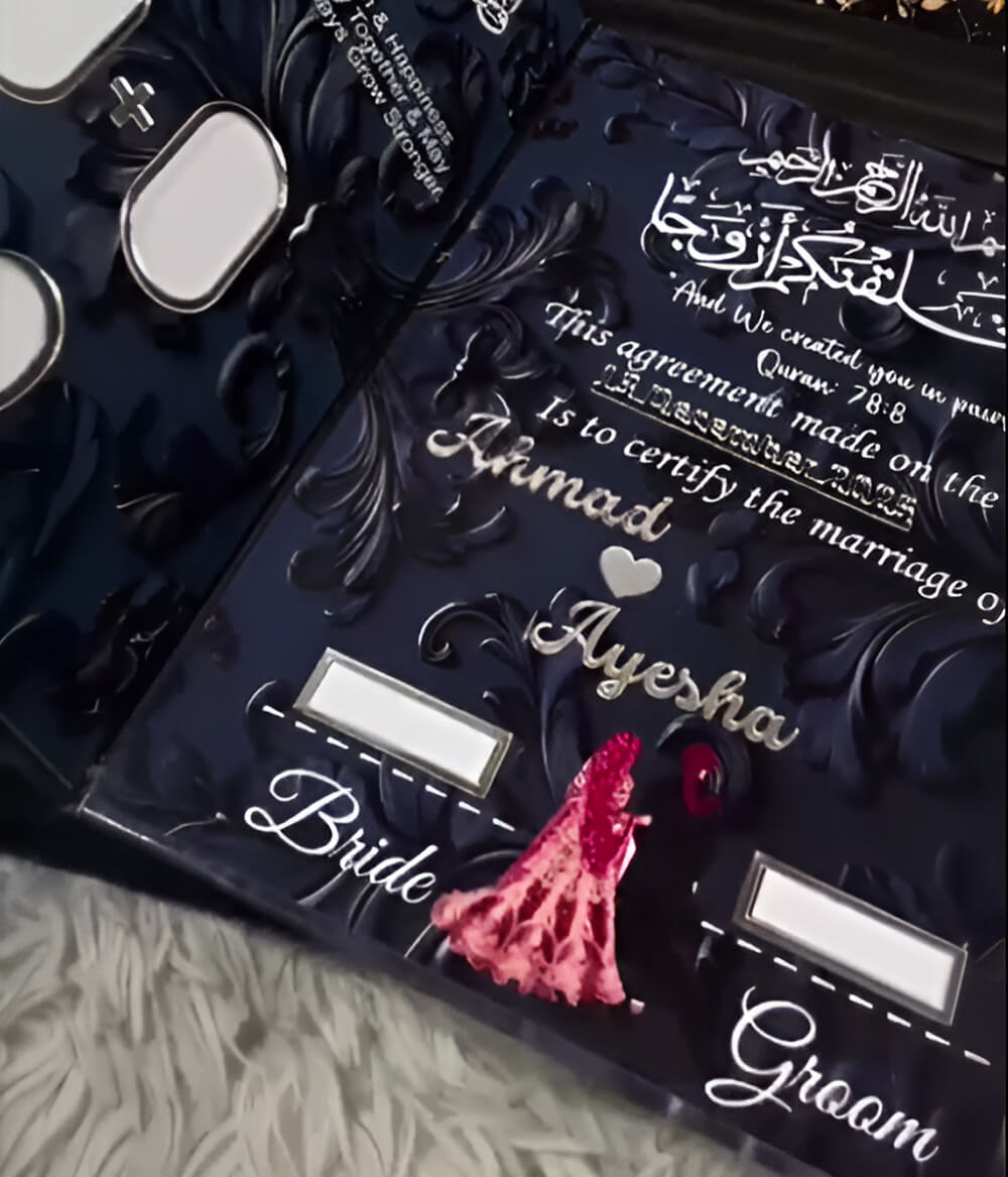 Acrylic Nikkah Book – Personalized Islamic Wedding Gift