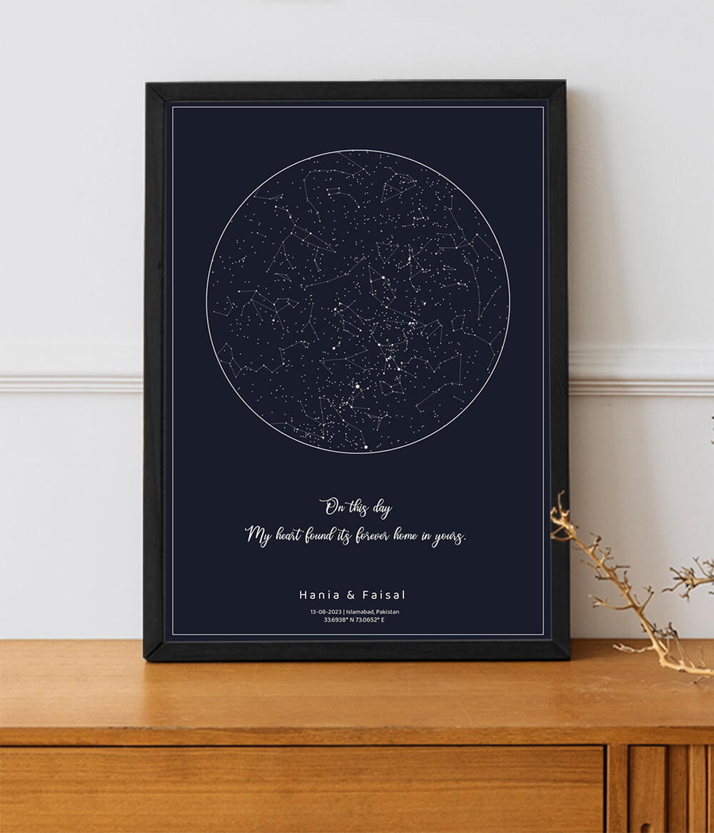 Night Blue Star Map Poster (Customizable)