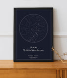 Night Blue Star Map Poster (Customizable)