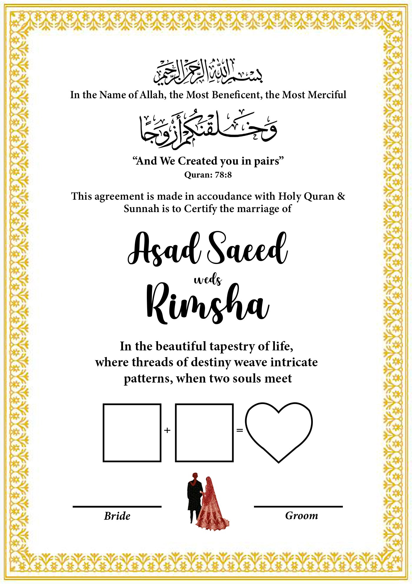 Nikkah Frame with Thumb Impression