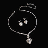 UNI-11949 - White Heart Diamonds Silver - Jewelry Set
