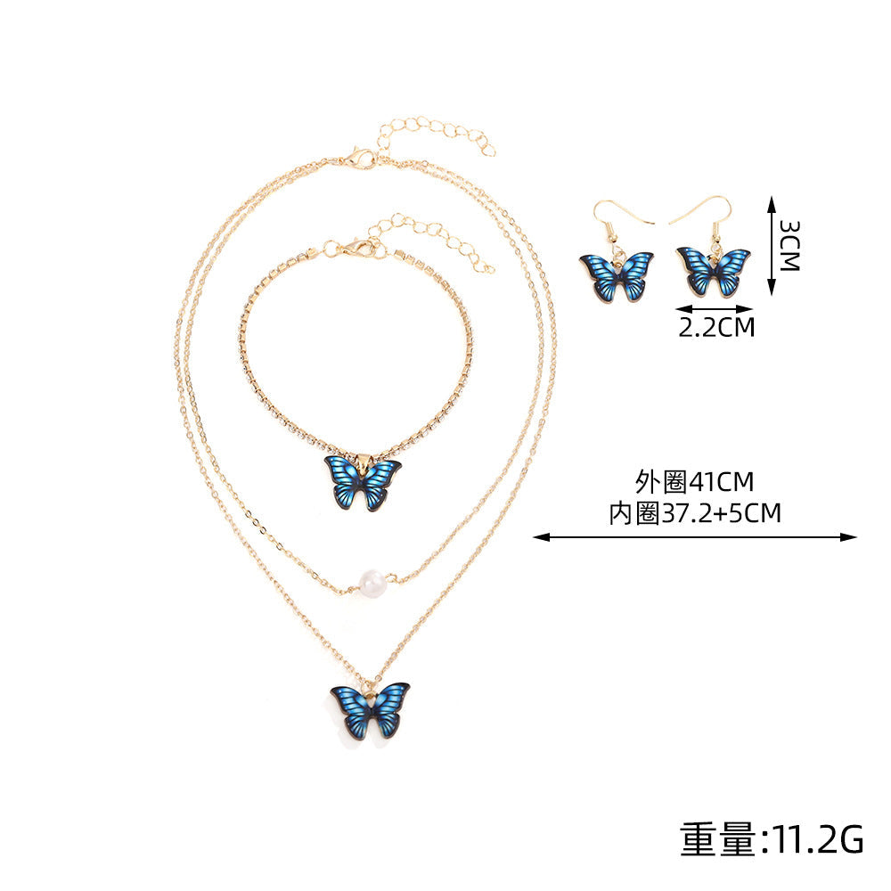 UNI-10542 - Blue Butterfly Gold  - Jewelry Set