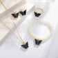 UNI-10556 - Black Butterfly Pearl Gold  - Jewelry Set