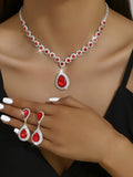 UNI-11386 - Red  Luxury Diamonds - Jewelry Set