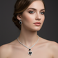 UNI-11945 - Black Heart Diamonds Silver - Jewelry Set