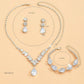 UNI-11955 - Premium White Diamonds Teardrop Silver - Jewelry Set